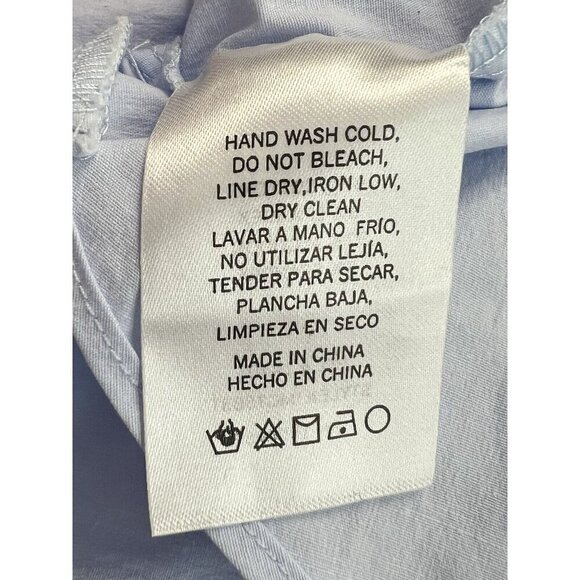 Emory Park‎ Crop Collared Button Front Shirt Size L Blue L/S Elastic Band NWT - Picture 10 of 16